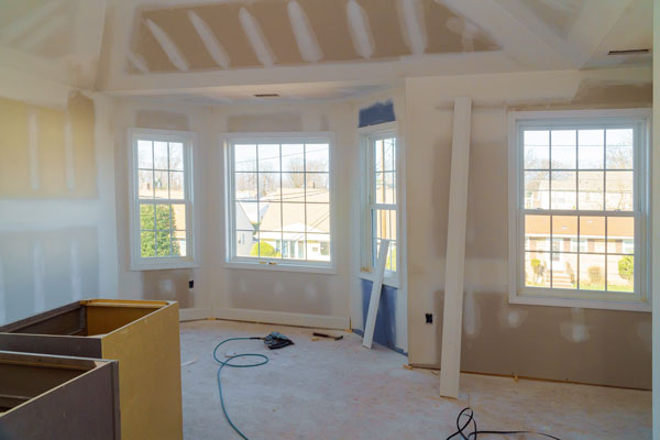 Indoor view of a home addition project