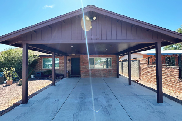 Front view of a carport building project finished by CactusNectar LLC